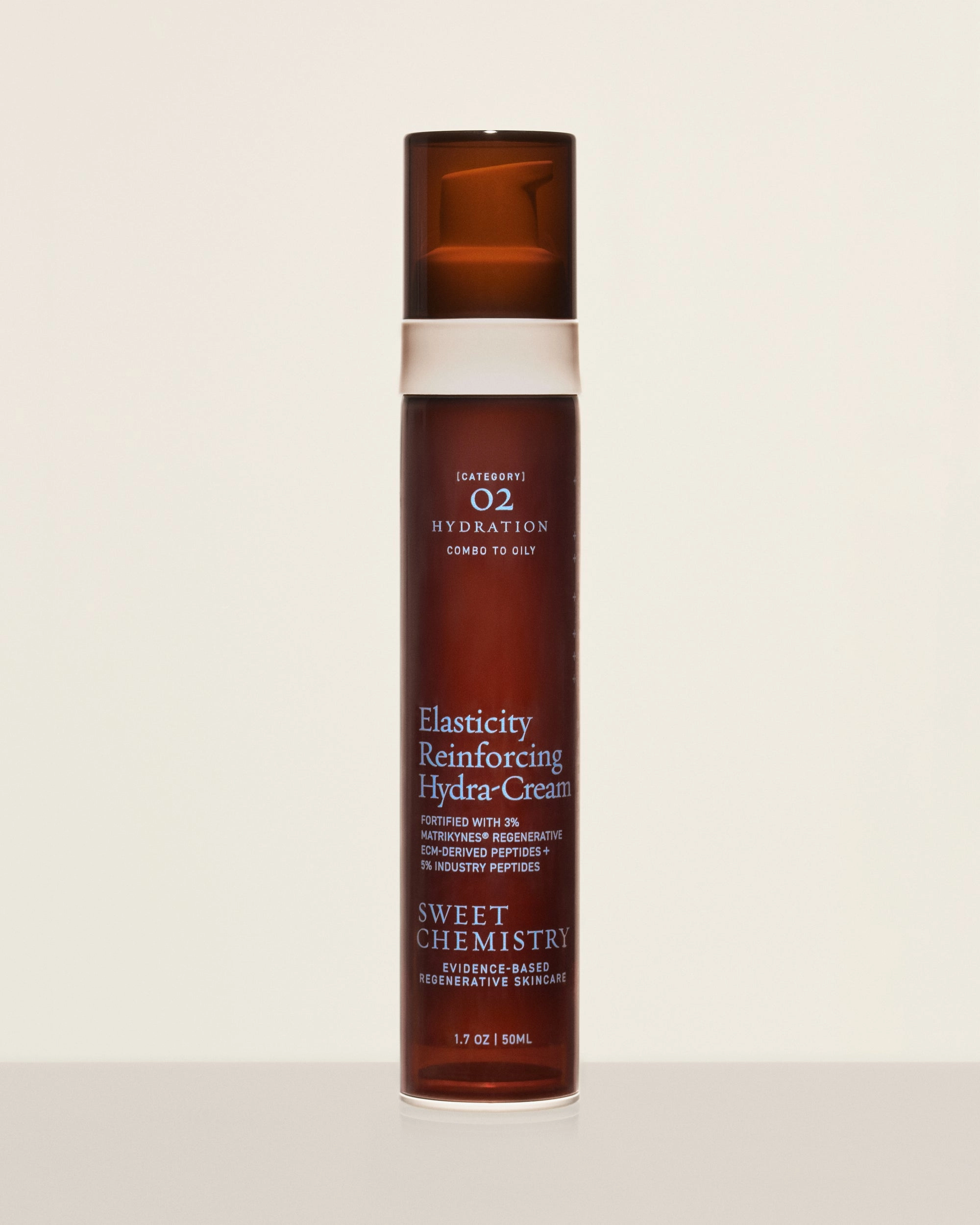 Sweet Chemistry airless glass bottle with the pump showing