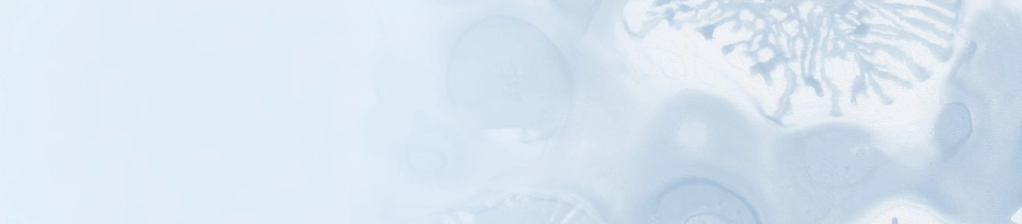 Pale blue watercolour of cells and extracellular matrix